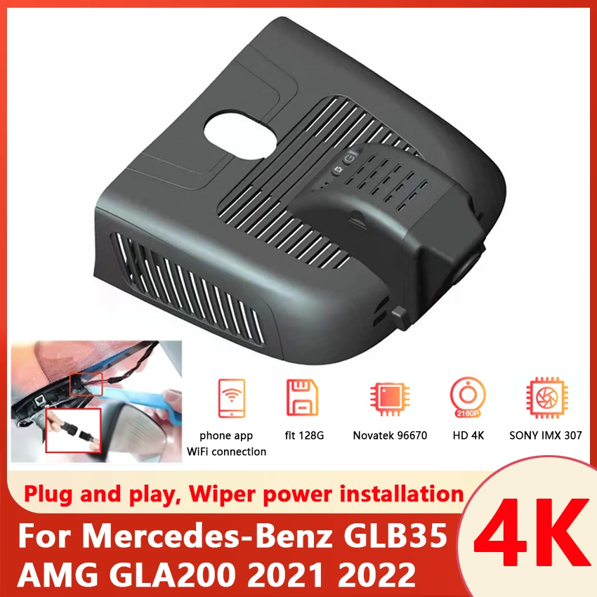 New! Plug and Play Full HD 2160P Car DVR Dual Lens Camera Dash Cam Driving Recorder For Mercedes-Benz GLB35 AMG GLA200 2021 2022