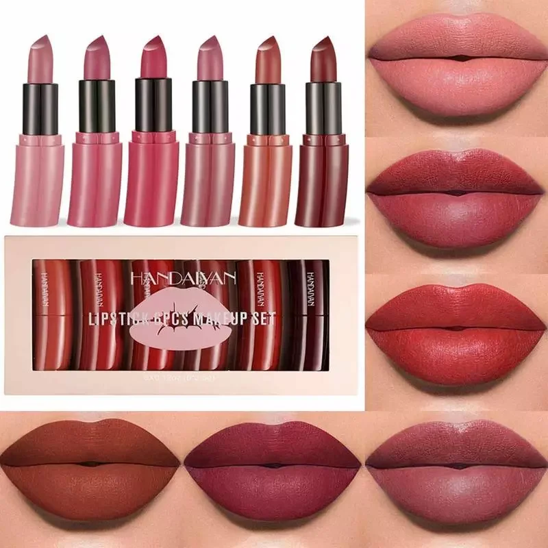 

NEW2023 Matte Lipstick Set Long Lasting Lipstick For Women 6 Pcs Matte Lipstick Pigmented Women Party Cosmetic Moisturizes And H