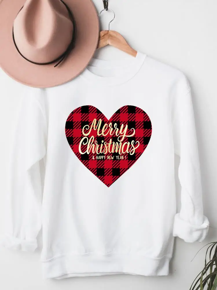 

Plaid Love Heart Trend 90s Festival Clothes Merry Christmas Fashion Women Clothing Female Cartoon Graphic Pullover Sweatshirts