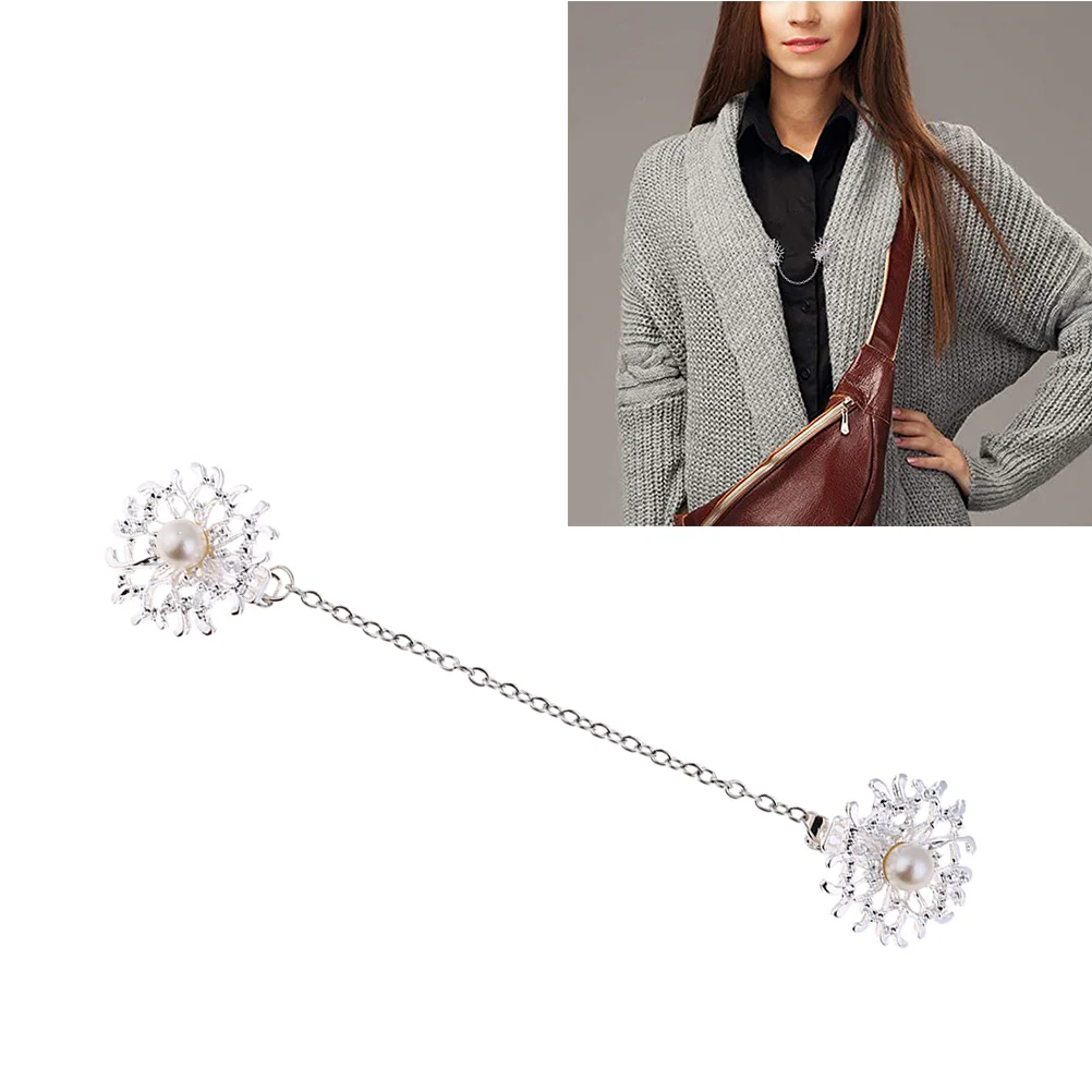 

Jewelry Women Sweater Clips Alloy Pearl Sweaters Connection Brooches Cardigan Link Buckles Womens