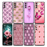 cute pink flower animals phone case for samsung galaxy s7 s8 s9 s10e s21 s20 fe plus note 20 ultra 5g soft silicone