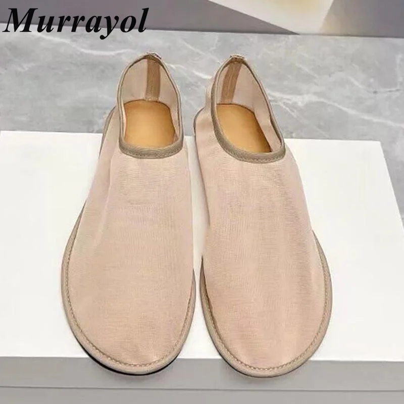 Новые однотонные балетки с сетчатой вентиляцией женские лоферы на плоской