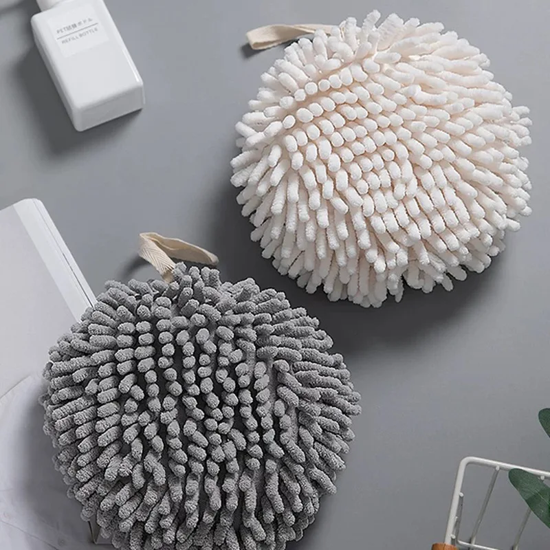 

Chenille Creative Hanging Towels Absorb Water and Dry Quickly Hand Towels Ball Kitchen Bathroom Cleaning Cloth Dishcloth Rag