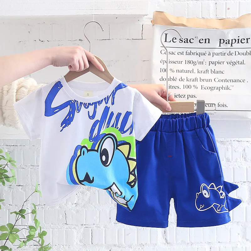 

Newborn Baby Girls Boys Clothes 2022 Summer Cartoon Dinosaur T-shirt+Shorts 2pcs Sets Outfits Kids Children Clothing Casual Suit