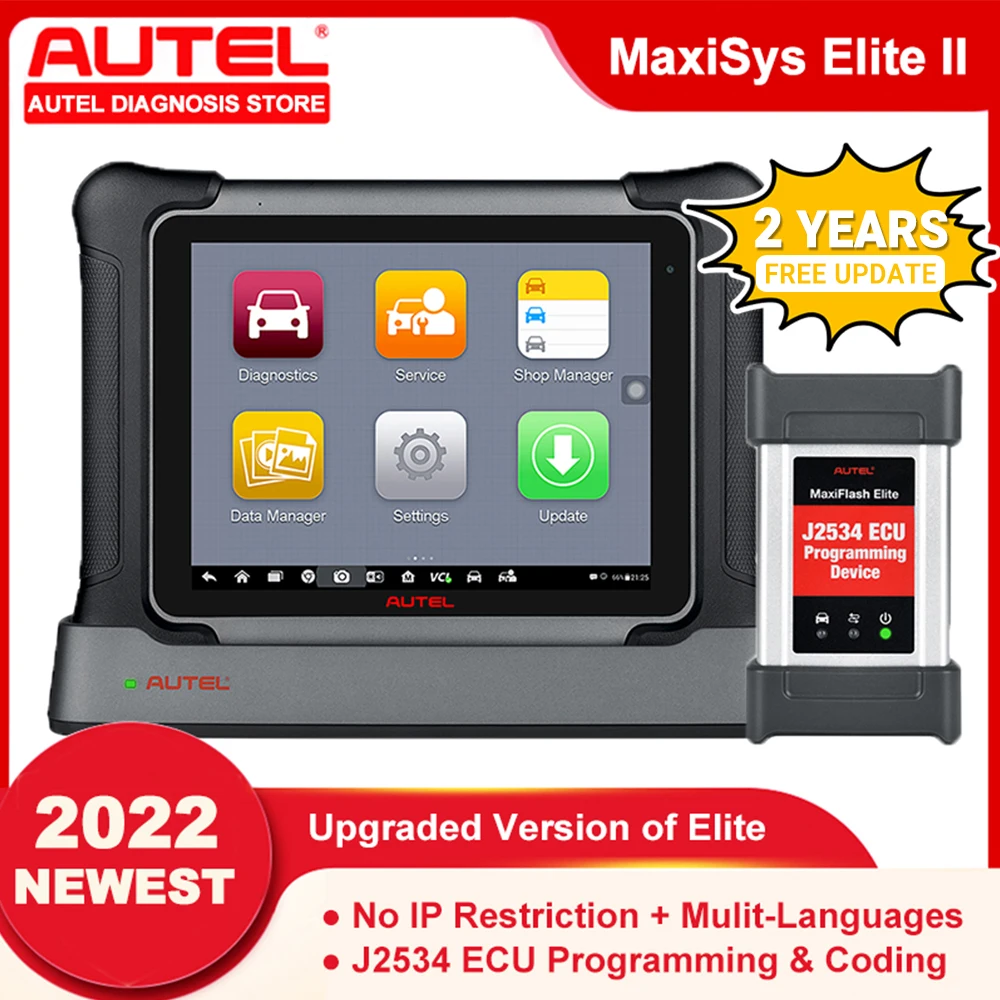 Инструмент диагностический Autel MaxiSYS Elite2 многоязычный двунаправленный сканер J2534