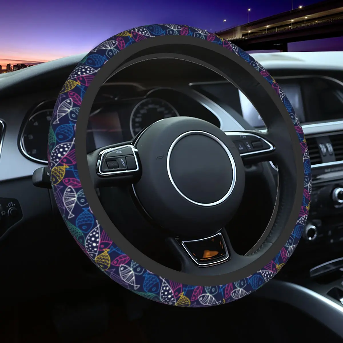 

Fish Sea Animal Car Steering Wheel Cover 37-38 Elastic Colorful Suitable Car-styling Steering-Wheel Accessories