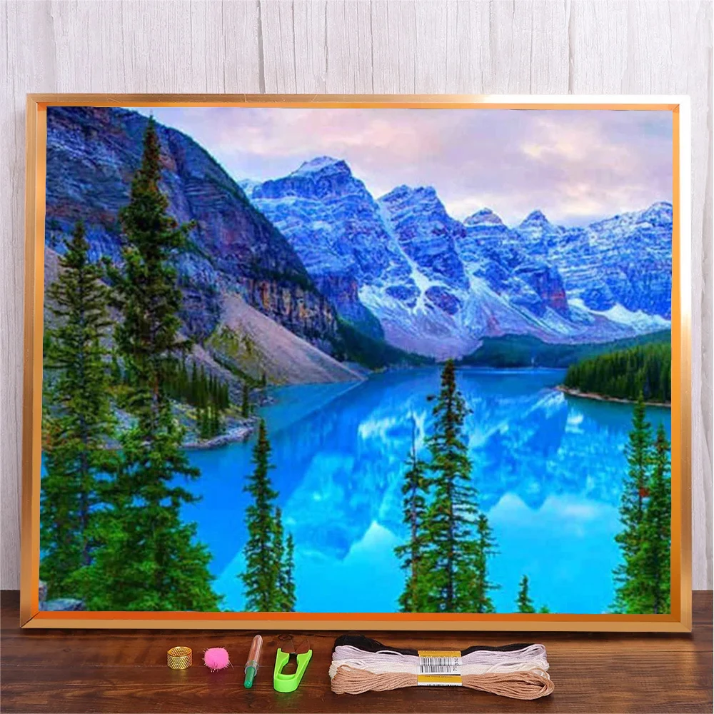 Наборы для вышивки начинающих с изображением гор и озера набор материалов своими