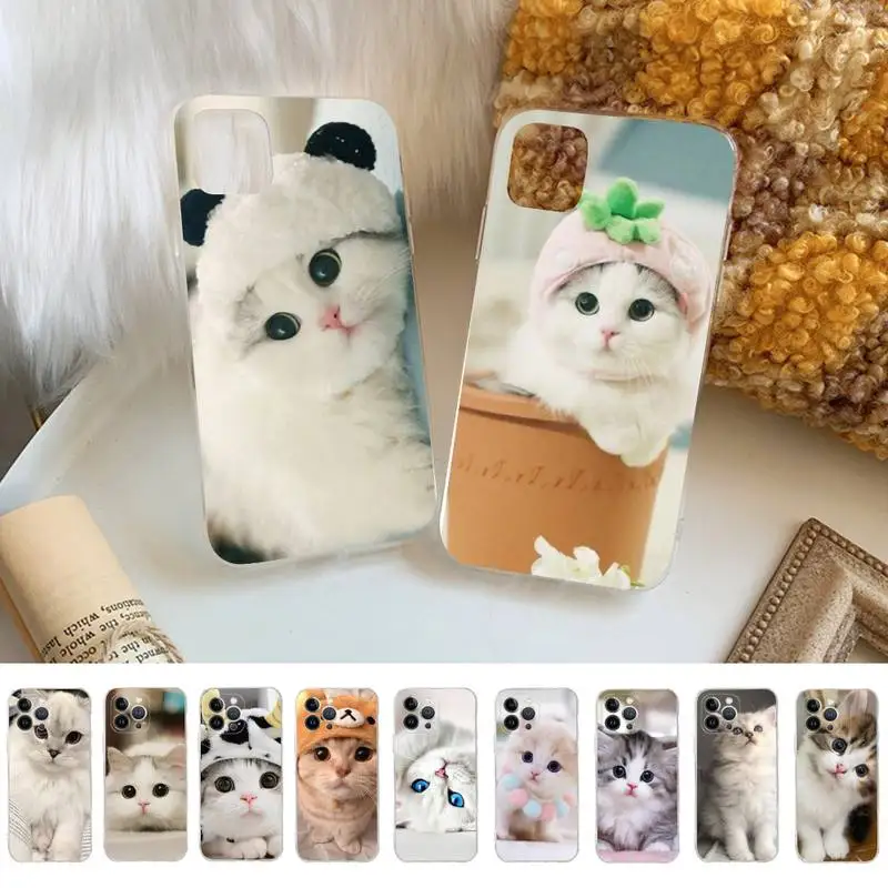 

Cute Cat Kitten Phone Case Silicone Soft for iphone 14 13 12 11 Pro Mini XS MAX 8 7 6 Plus X XS XR Cover