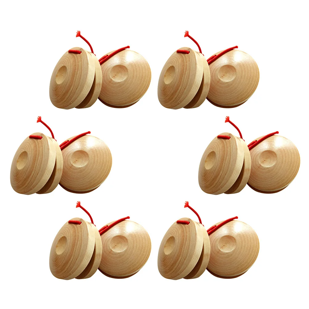 

12 Pcs Wooden Castanets Educational Hand Finger Musical Rhythm Instrument DIY Orff Funny Percussion Toy Baby