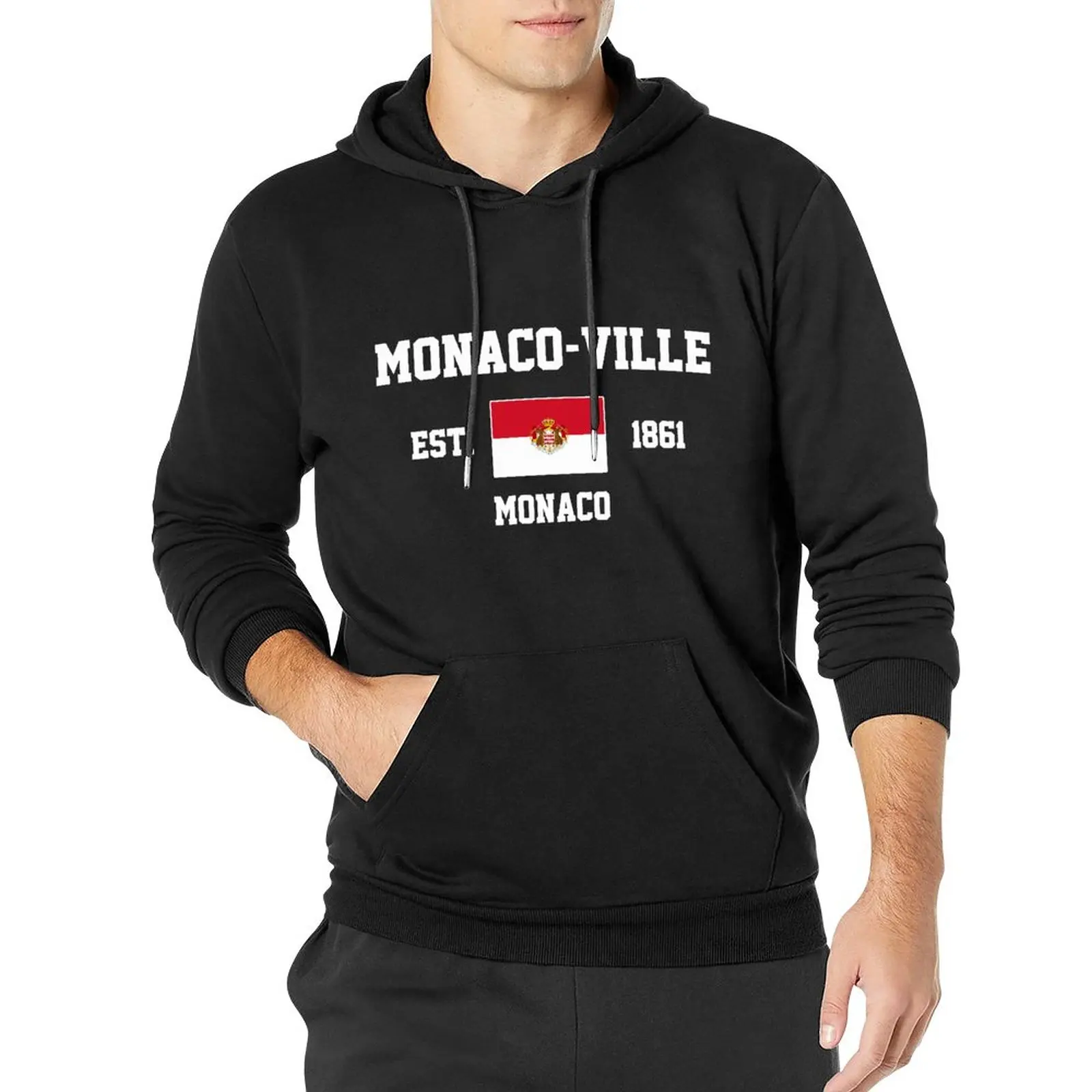 Фото Толстовки с капюшоном для мужчин и женщин Monaco EST.1861 Monaco-Ville Capital, пуловер с капюшоном в стиле хип-хоп, хлопковая унисекс №1