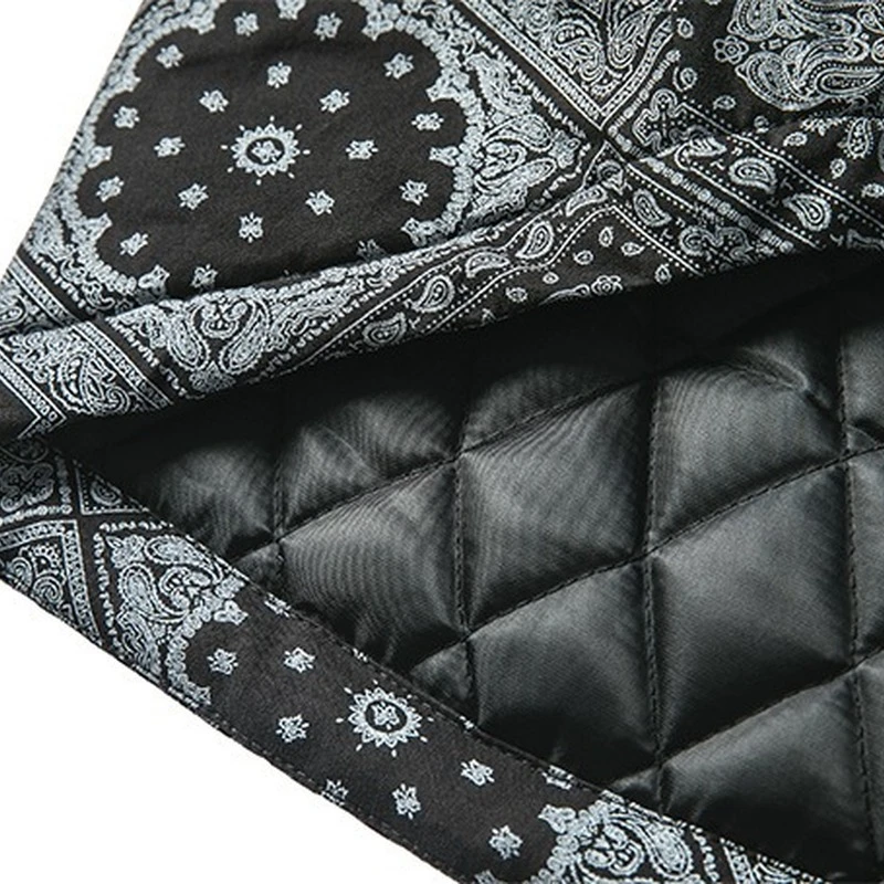 Winter new men's jacket Japanese Harajuku style retro cashew flower print lapel cotton jacket Men's winter jackets Men's jacket