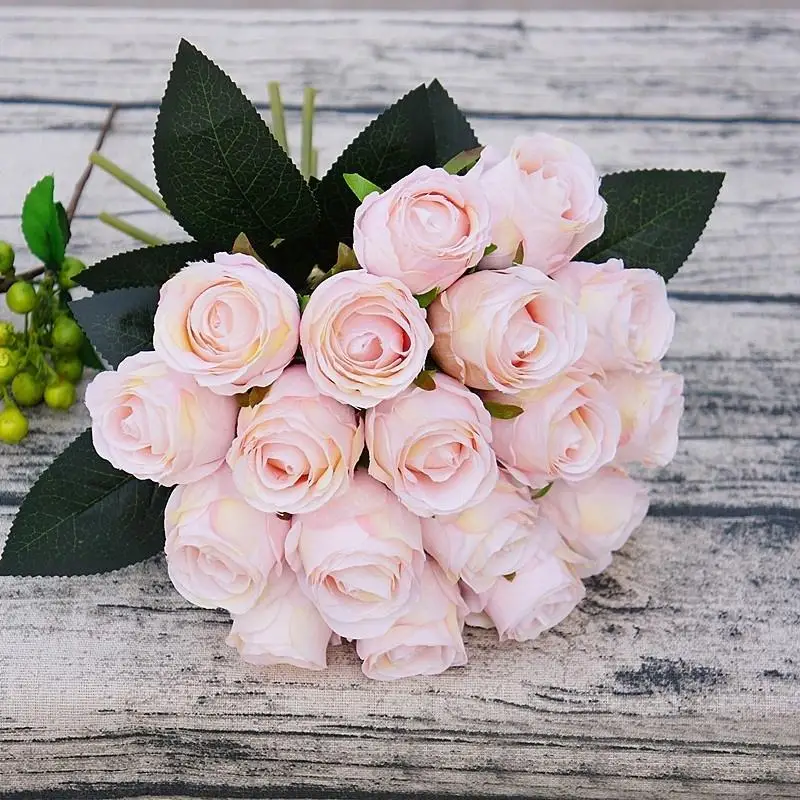 

18 Heads Rose Bouquet Handmade Silk Flowers Artificial Flower For Bridal Home Wedding Decoration
