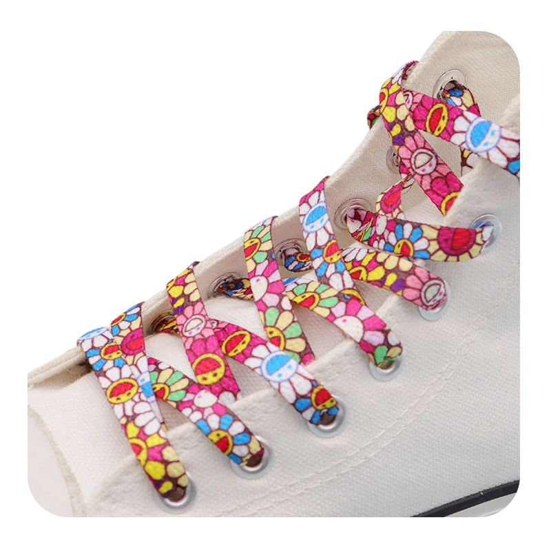 

Coolstring 8MM High Quality Heat Transfer Sun Flower Pattern Printing Girl And Women Sneaker Canvas Cute Shoelaces Fashion Cords