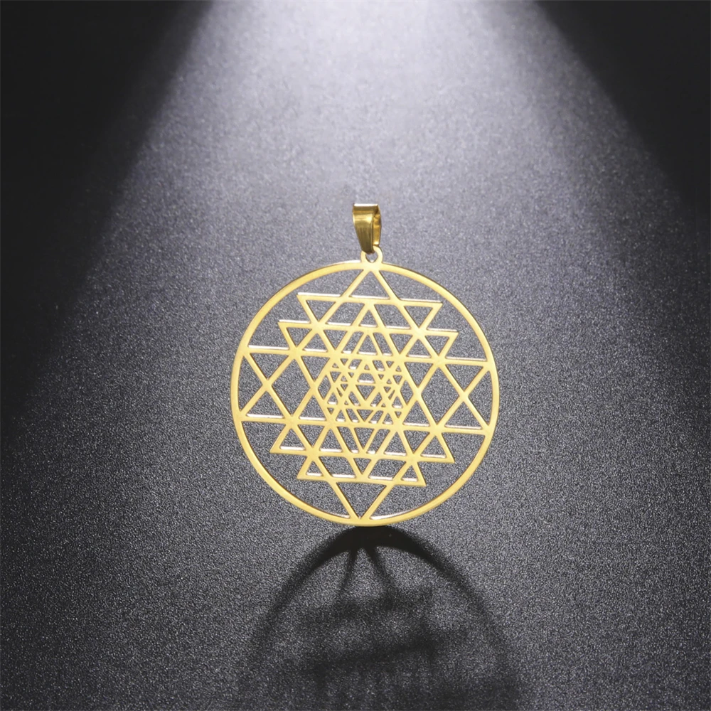 5pcs/Lot Hollowed Overlapping Triangle Pendants Diy Handmade Necklace Accessories Stainless Steel Keychain Charms Wholesale
