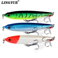 lingyue sinking pencil fishing lure 9cm 13 4g hard plastic wobbler crankbait with feather hooks isca artificial pesca
