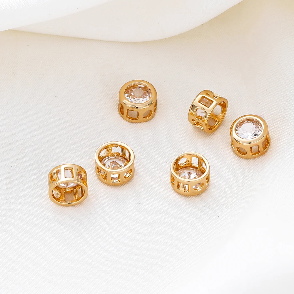 

2/4/6Pcs/Lot 8mm 18K Gold Color Plated Brass Round Pendants with Zircon for DIY Necklace Earrings Jewelry Making Accessories