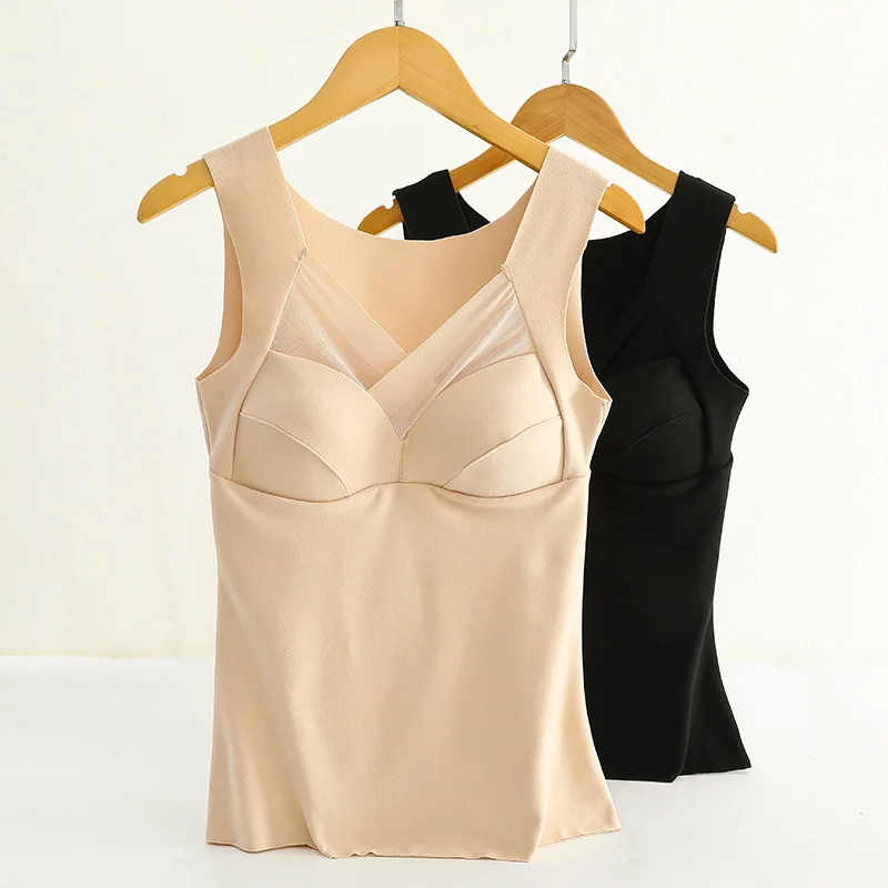 

MCLAOSI термальный жилет женский флисовый утепленный самонагревающийся удобный Пижамный жилет с чашками интегрированный бесшовный приталенн...