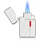 Металлическая ветрозащитная Зажигалка для сигар GALINER с 2 струйными фонариками, уникальная Бутановая Зажигалка, инструменты для сигар с дыроколом для сигар