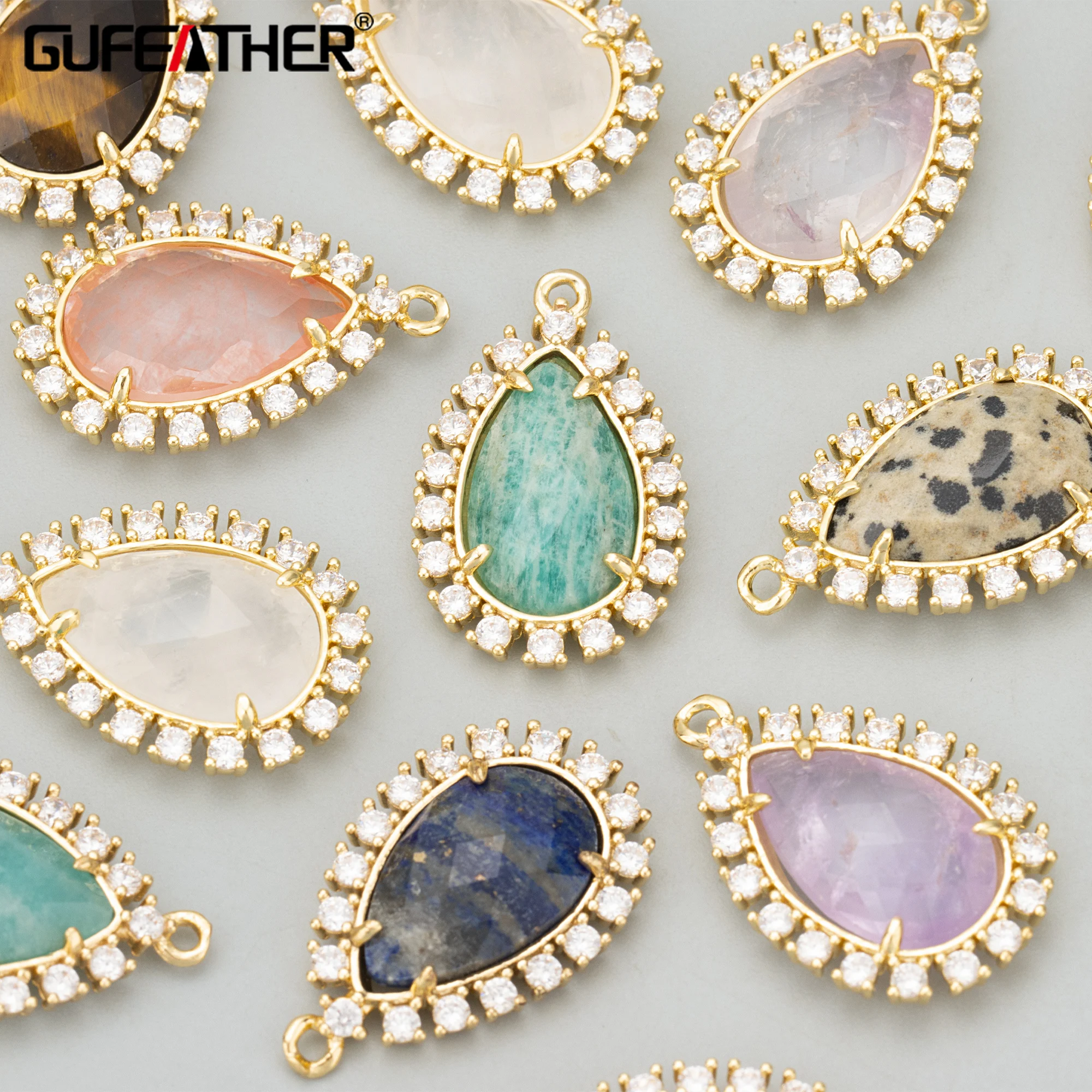 GUFEATHER MF74 ювелирные аксессуары позолота 18 карат медь натуральный камень ручная