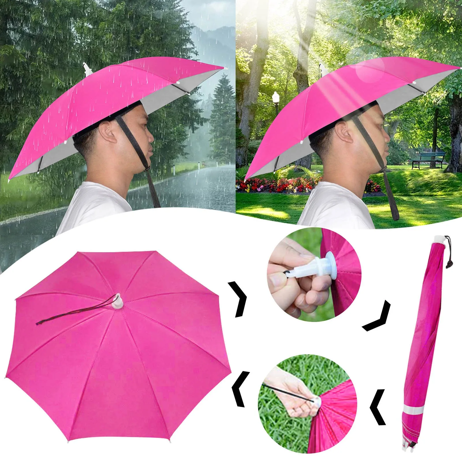 

1PC Outdoor Umbrella Hat Adult And Kids Folding Cap For Beach Fishing Golf Party Headwear Fishing Clear Collapsible Umbrella