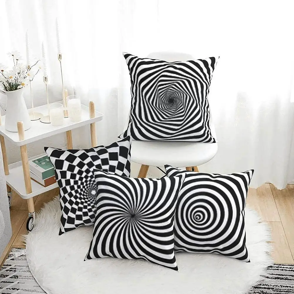 

Geometric Black White Pillows Decorative Pillows Polyester Pillow Abstract Throw Twisted Pillow Fashion H8u0