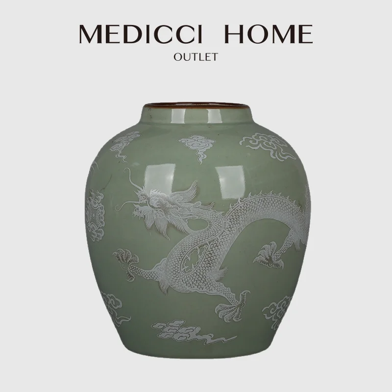

Medicci домашняя антикварная фарфоровая ваза в форме облака Дракона Ваза в американском стиле декоративная настольная ваза керамическая банк...