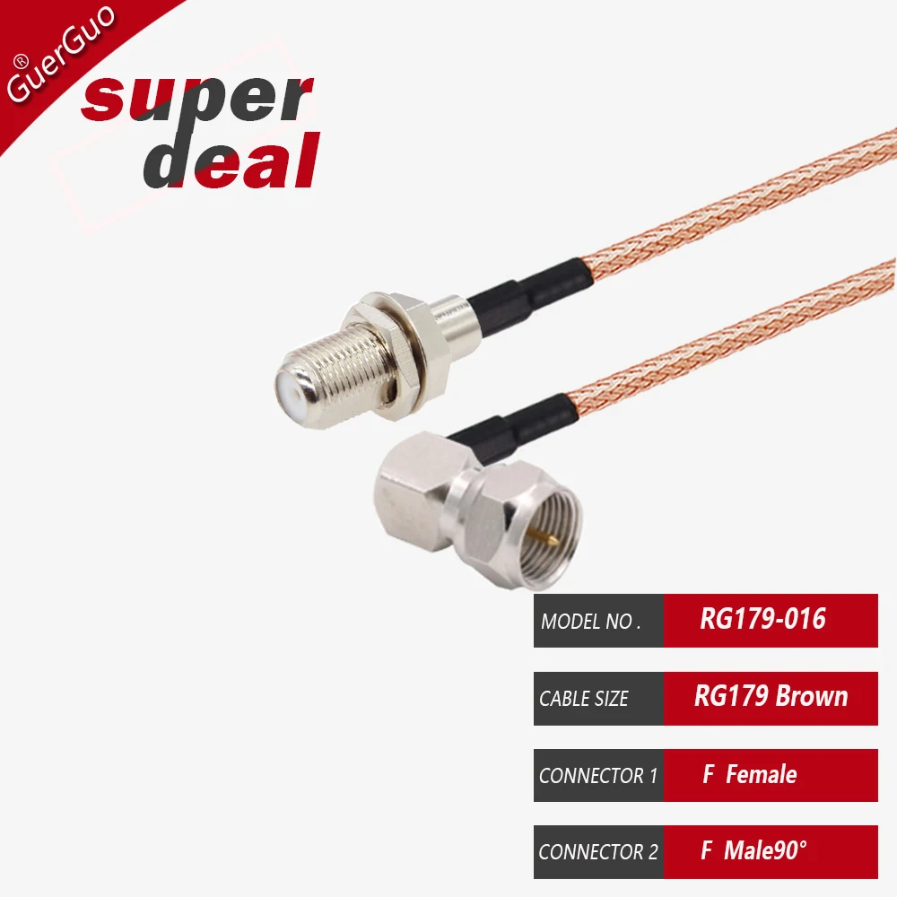 Кабель RG179, 75 Ом, штекер F, штекер F, штекер 90 °   Прямоугольный штекерный кабель RF коаксиальный удлинитель косичка для ТВ-приставки DIY перемычка