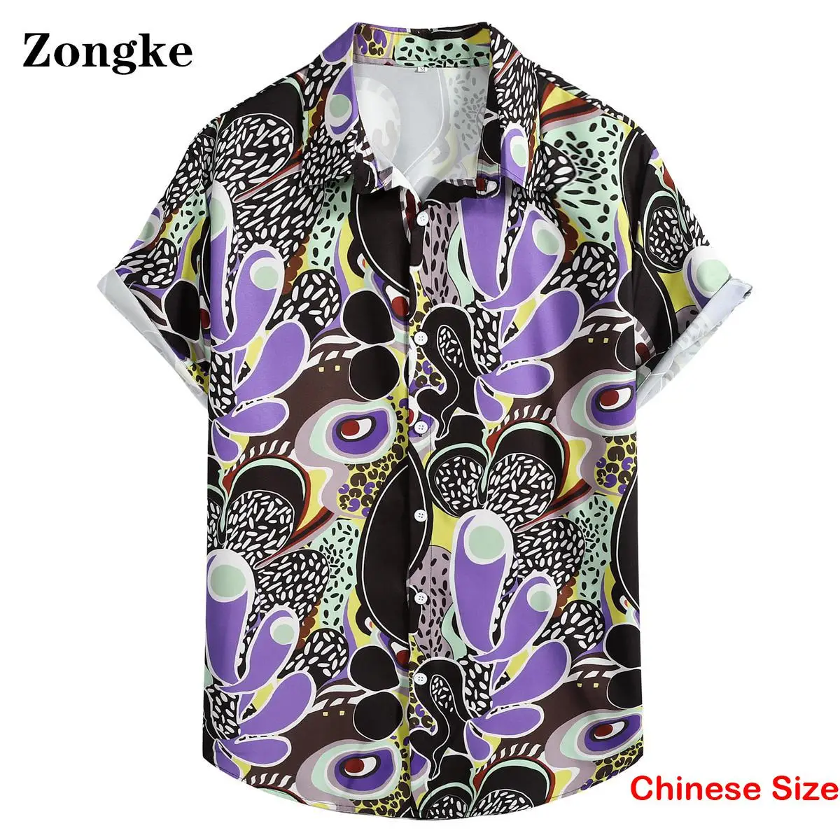 

Zongke Print Hawaiian Shirt Men Shirts Clothes Economic Blouses With Free Shipping Korean Clothing Men's Fashion 2XL 2023 Summer