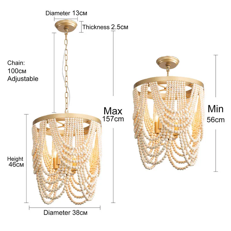 

Деревянная люстра YITEMAS золотого цвета