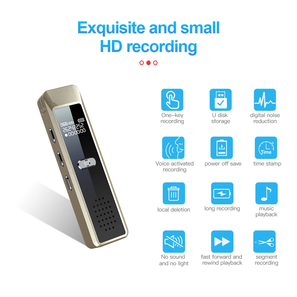 

Q7 Professional Voice Activated Digital Audio Voice Recorder 8GB 16GB 32G USB Pen Non-Stop 30hr Recording PCM Support MP Play