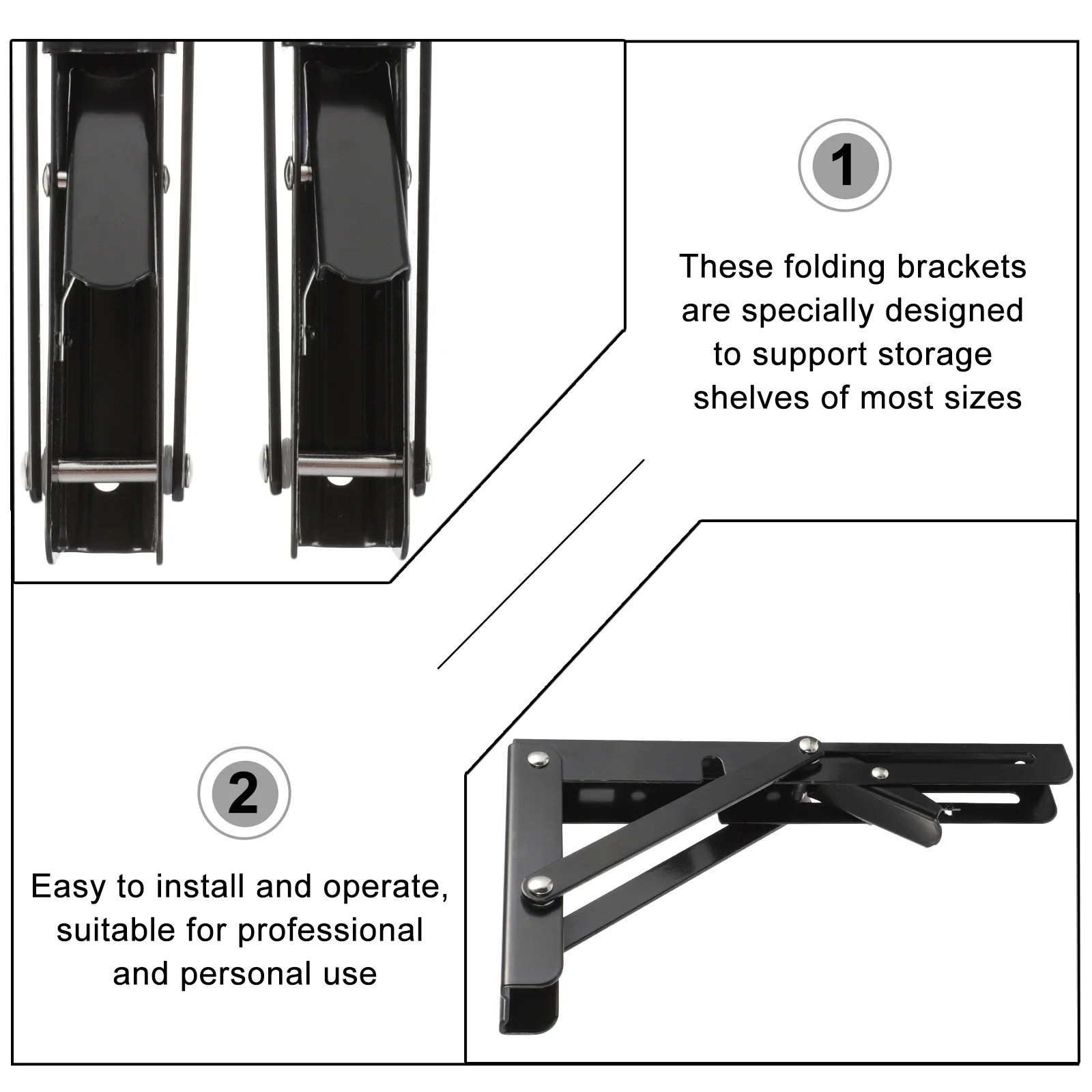 

2 Pcs Stainless Steel Collapsible Brackets Wall Mount Folding Shelf Metal Shelving Decorative Corner Stand Diy Supports