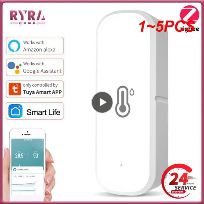 

Умный гигрометр Tuya Zigbee/Wi-Fi, устройство для измерения влажности и температуры в помещении, дистанционное управление через приложение, работает с Alexa, 1-5 шт.