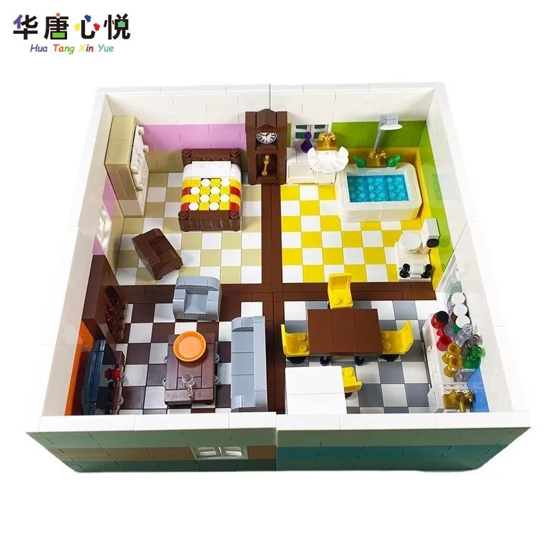

City House Parlour Bathroom MOC DIY Building Blocks Frame City Bricks Toys for Children Construct Furnish Furniture Kids Gifts