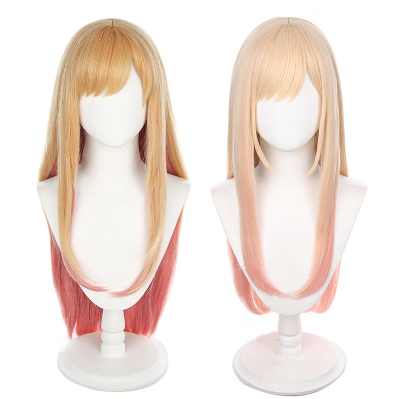 

Gradient Anime My Dress-Up Darling Marin Kitagawa Cosplay Wig Yellow Pink Long Straight Hair Kawaii Cute Halloween Wigs + WigCap