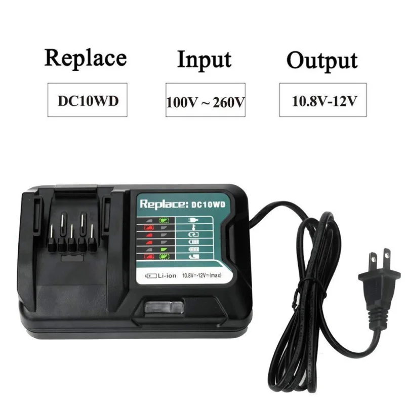 Зарядное устройство для MAKITA, для аккумуляторов 10,8 В, 12 В, BL1016, BL1040B, BL1015B, BL1020B, BL10DC10SA, CL107FDWY, CL107DWM, AC100-260V