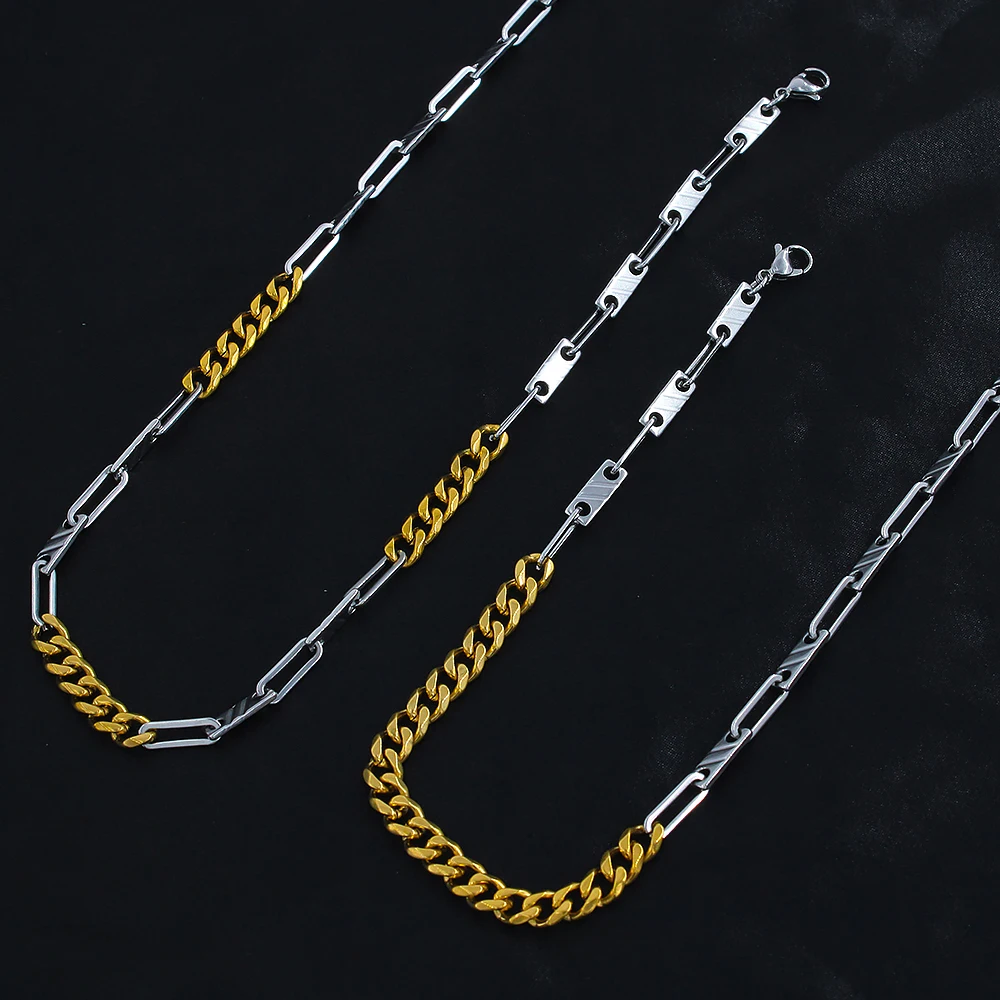 

New High Quality Cuban Square Combination Necklace Stainless Steel Jewelry Chain for Women Gift Choker Free Shipping Items YS308