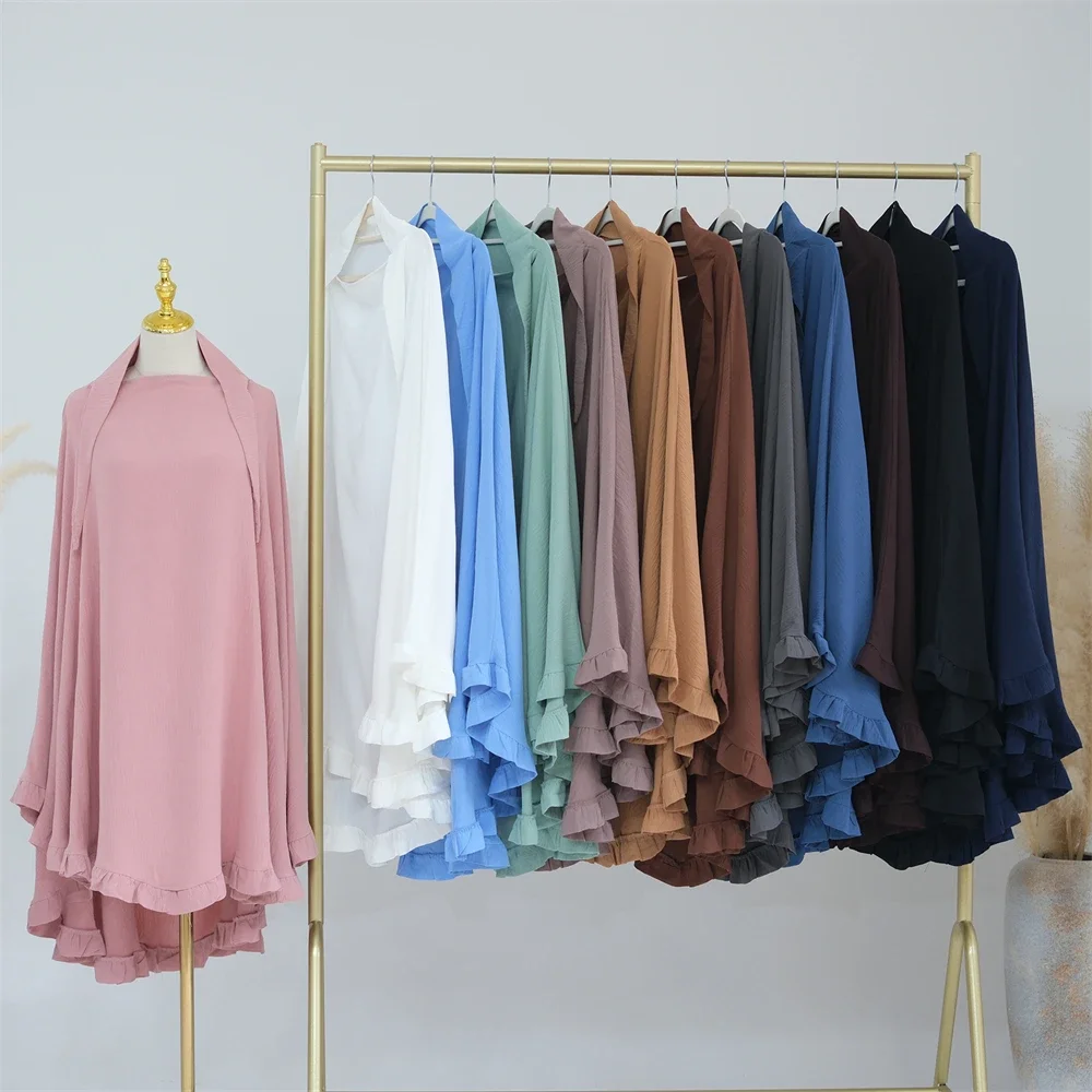 Химар с оборками креп от морщин мусульманский женский платок никаб Дубай Турция