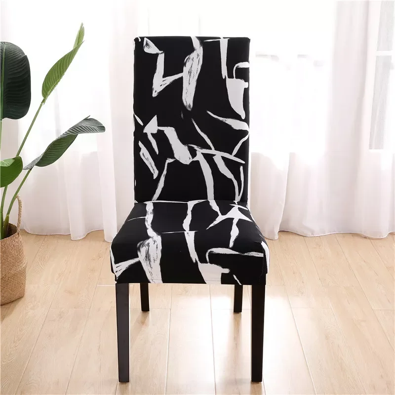 

Printing Chair Cover Modern Removable Anti-dirty Kitchen Seat Case Stretch Chair Slipcovers for Banquet Dining Room