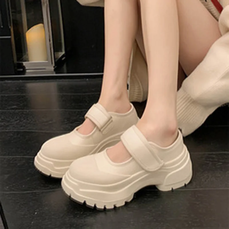 

French Retro Canvas Mary Janes Shoes 2023 New Platform White Black Pumps Sweet Cool Girls Shoes Casual Heels Loafers Zapatos