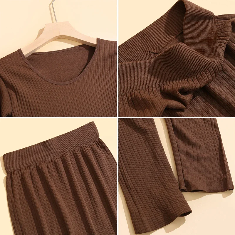 Женское термобелье зимняя одежда с длинным рукавом бесшовный интимный комплект