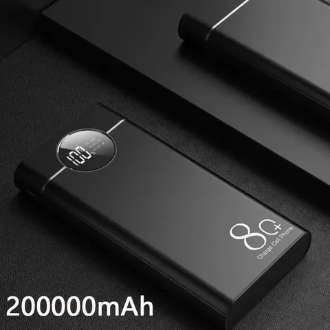 Портативное зарядное устройство 200000 мАч, супербыстрая зарядка, портативное зарядное устройство с цифровым дисплеем, внешний аккумулятор для iPhone, Xiaomi, Samsung