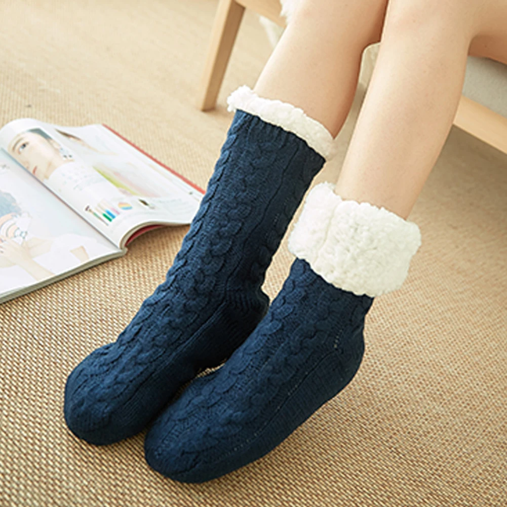 

In Tube Women Socks Adult Fluffy Cozy Thickened Warm Home Non Slip Floor One Size Soft Winter Artificial Fleece Lined Bed