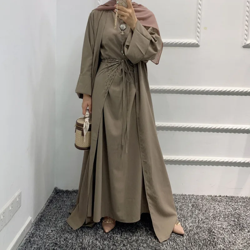 

Abaya Muslim Dress Women Fashion 3Pcs Rhinestone Abaya Dresses Moroccan Kaftan Caftan Female Robe Mubarak Hijab Islamic Clothes