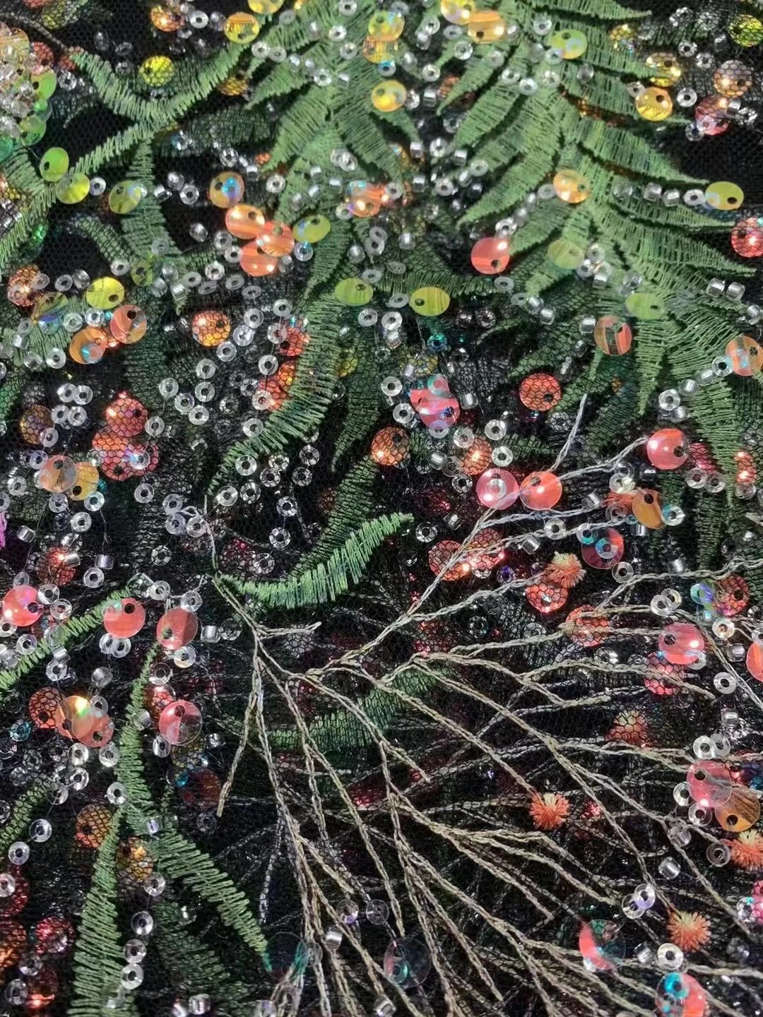 Новейшая африканская черная вышитая Тюлевая сетчатая ткань с бусинами высокое