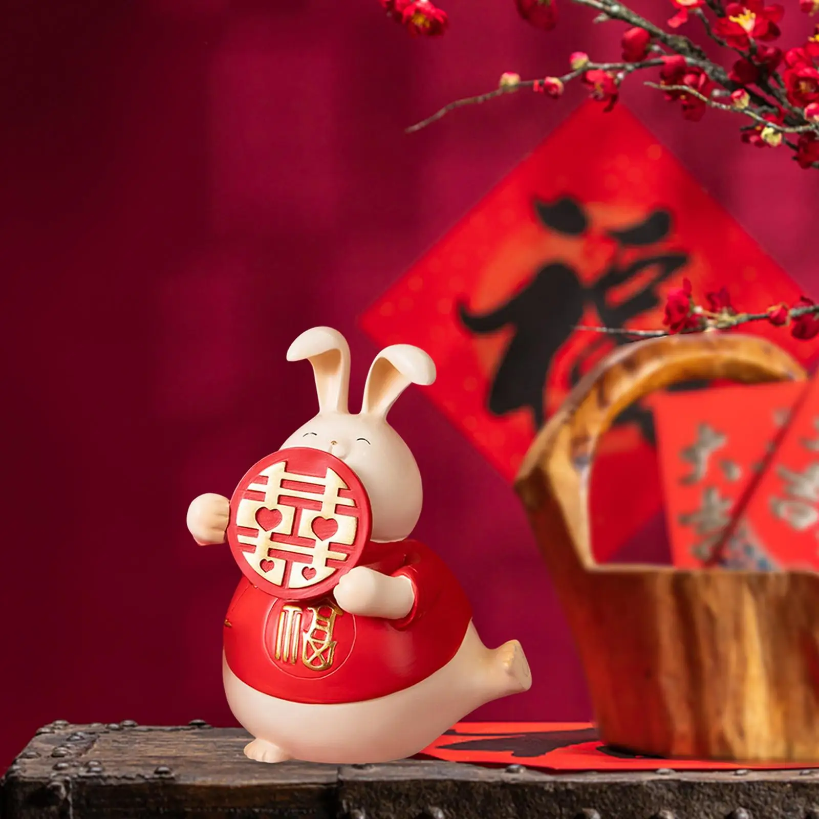 

Chinese New Year Lucky Rabbit Statue Bunny Figurine Craft for Wedding Decor