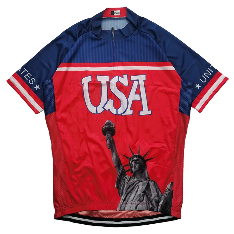 

Летняя трикотажная футболка для горных велосипедов из США, велосипедная короткая рубашка, сухой дышащий Топ, гоночная одежда для велоспорт...