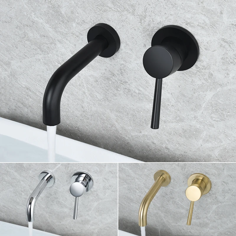 Скрытый смеситель для домашнего туалета полностью медный черный раковины