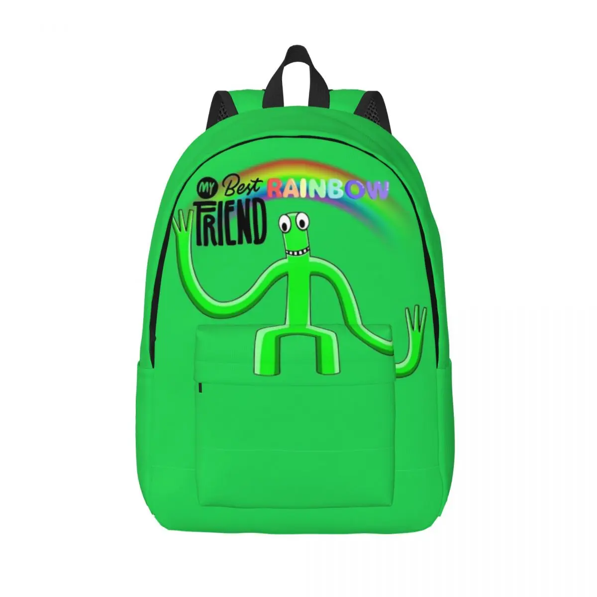 

My Best Rainbow Friend Green Backpack for Boy Girl Kids Student School Bookbag Canvas Daypack Preschool Primary Bag Hiking