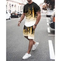 2022 new oversized t shirt shorts set for men causal short sleeve tracksuits costume breathable mens sports suits two piece