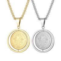 stainless steel san benito necklace for women goldsilver color metal st benedict medal necklaces choker religios